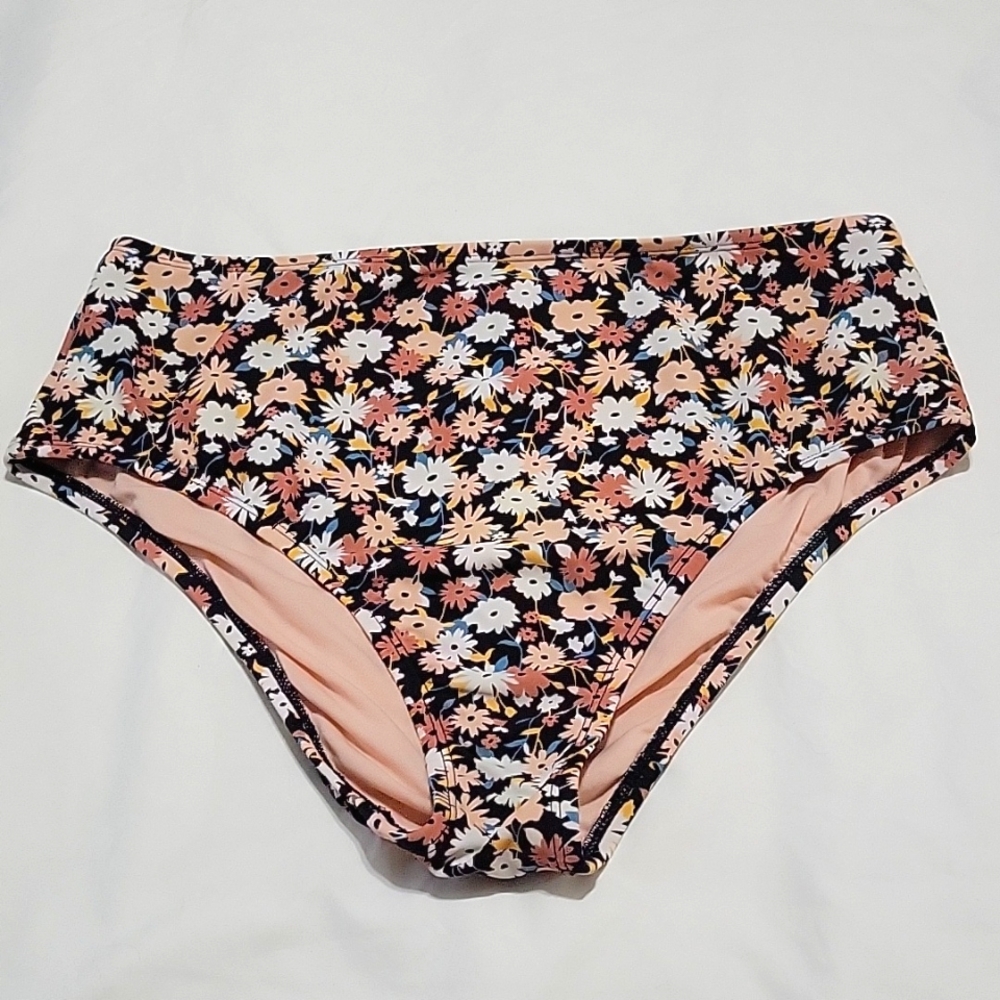 FLoral Swim Bottoms Full Coverage Women's Size L